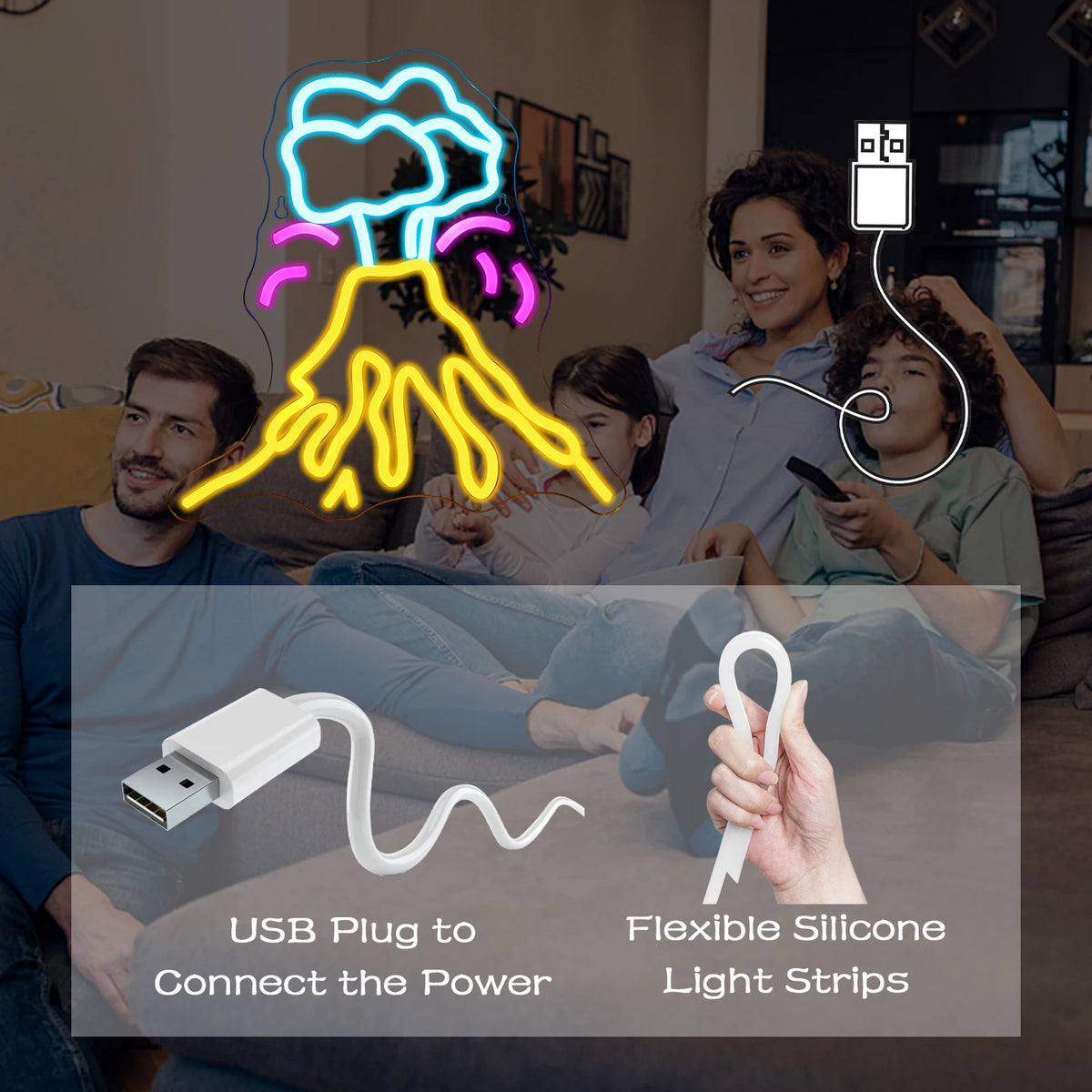 Vulkan – LED-neonskylt (5 V USB)