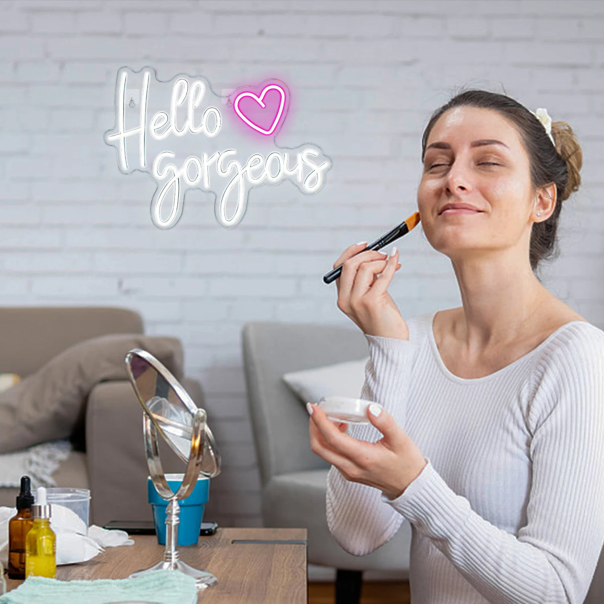 Hello Gorgeous – Hjärta – LED-ljusskylt (5 V USB)
