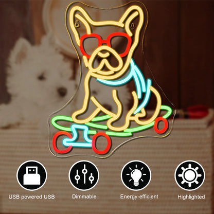 Skateboard Hund 5V USB LED Ljusskylt - Prisvänlig
