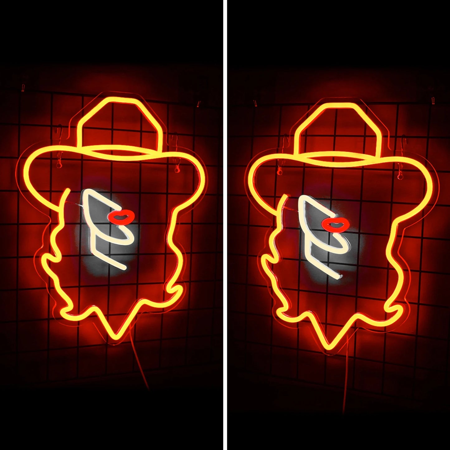 Cowboy Girl Hattar 5V USB LED Ljusskylt - Prisvärd