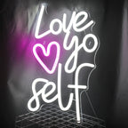 Love yo self – Hjärta – LED-neonskylt (5 V USB)