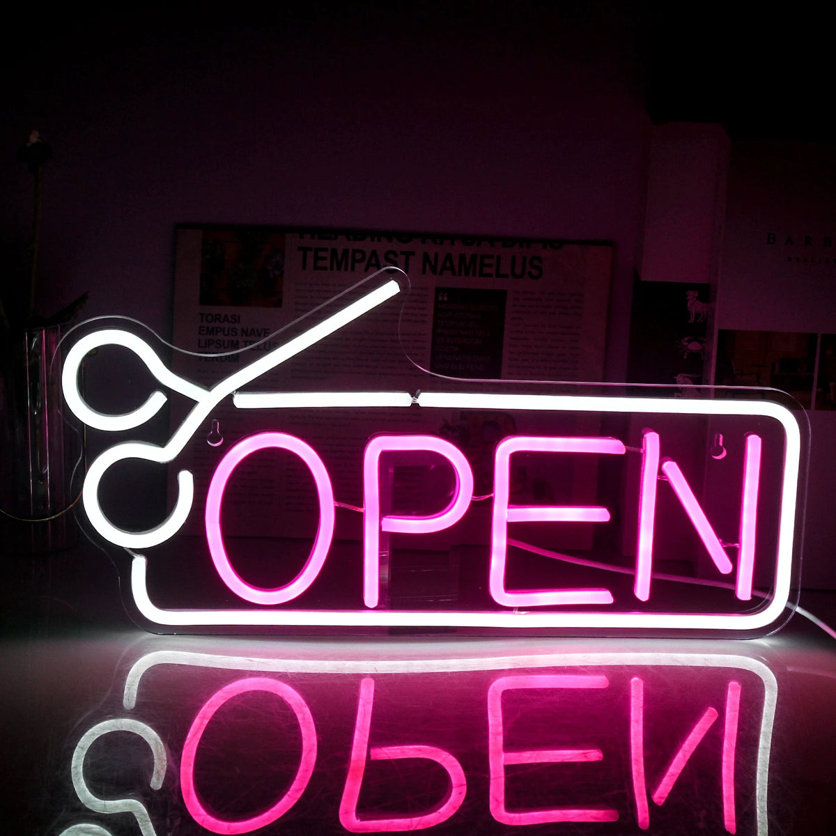 Frisörsalong Open 5V Mini USB LED Neonskylt - Budgetvänlig