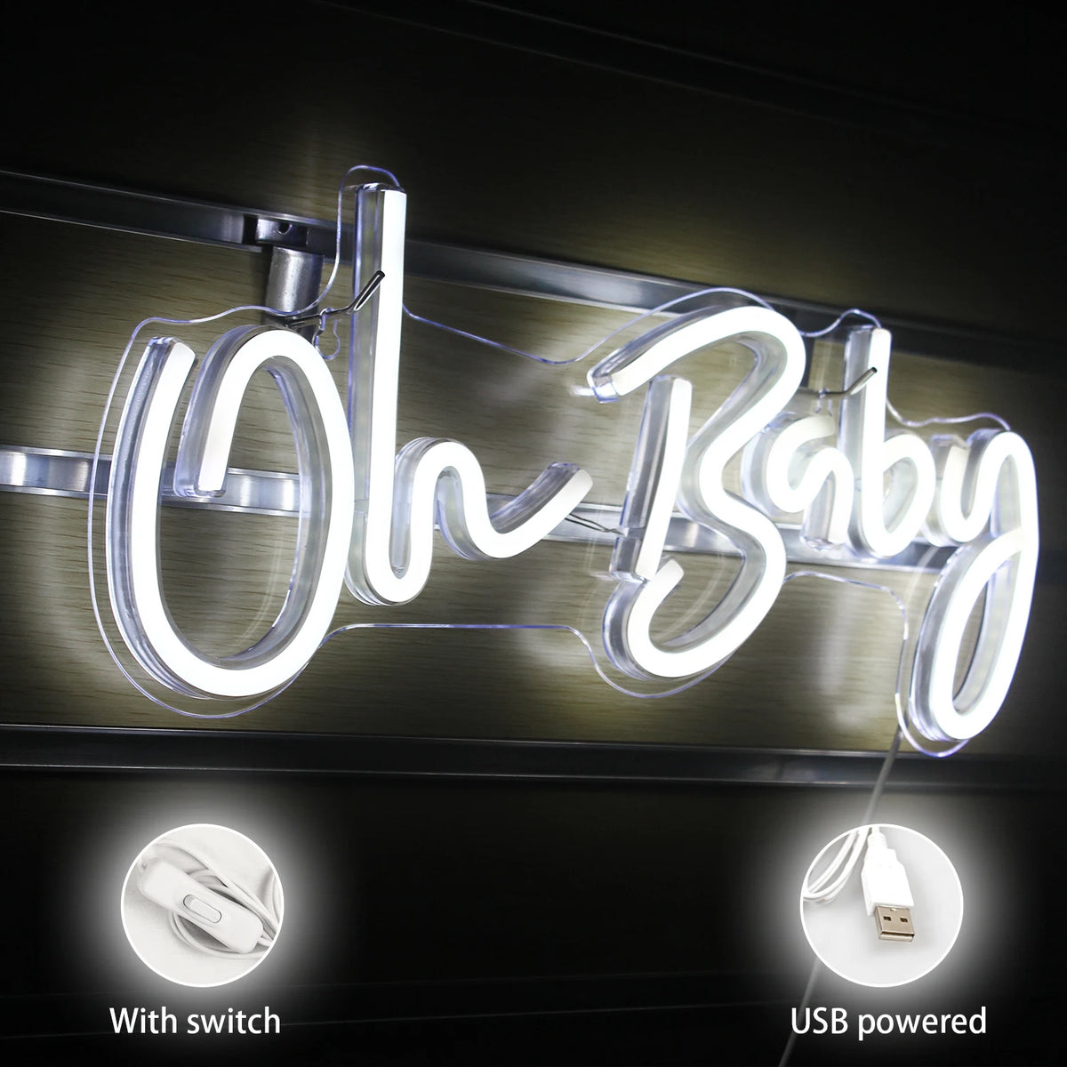 Oh Baby – LED-neonskylt (5 V USB)