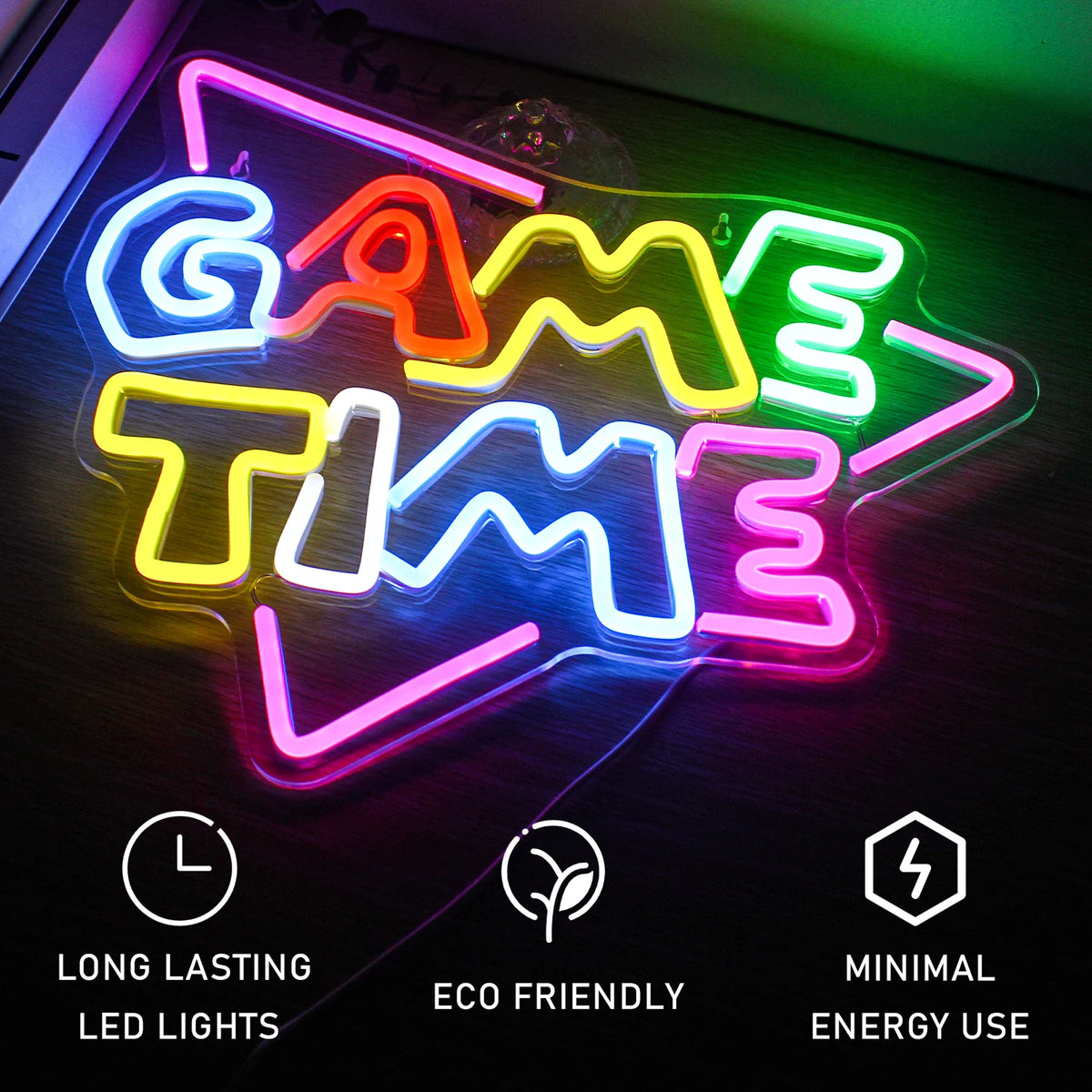 GAME TIME – Triangel – LED-neonskylt (5 V USB)