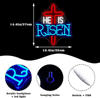 Han är uppstånden Halloween 5V USB LED Ljusskylt - Budgetvänlig
