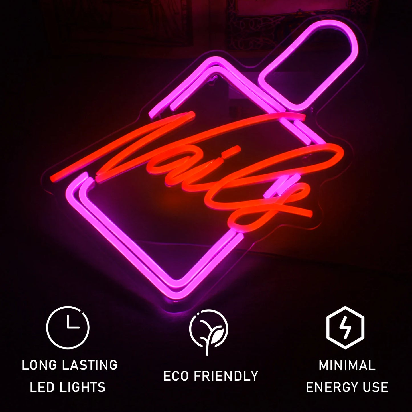 Nails 5V USB LED Ljusskylt - Prisvärd