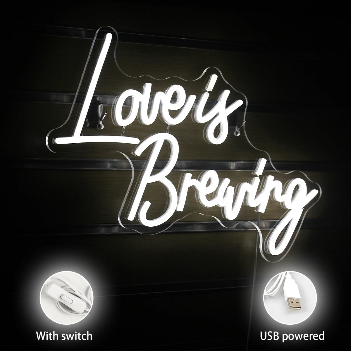 Love Is Brewing – LED-neonskylt (5 V USB)