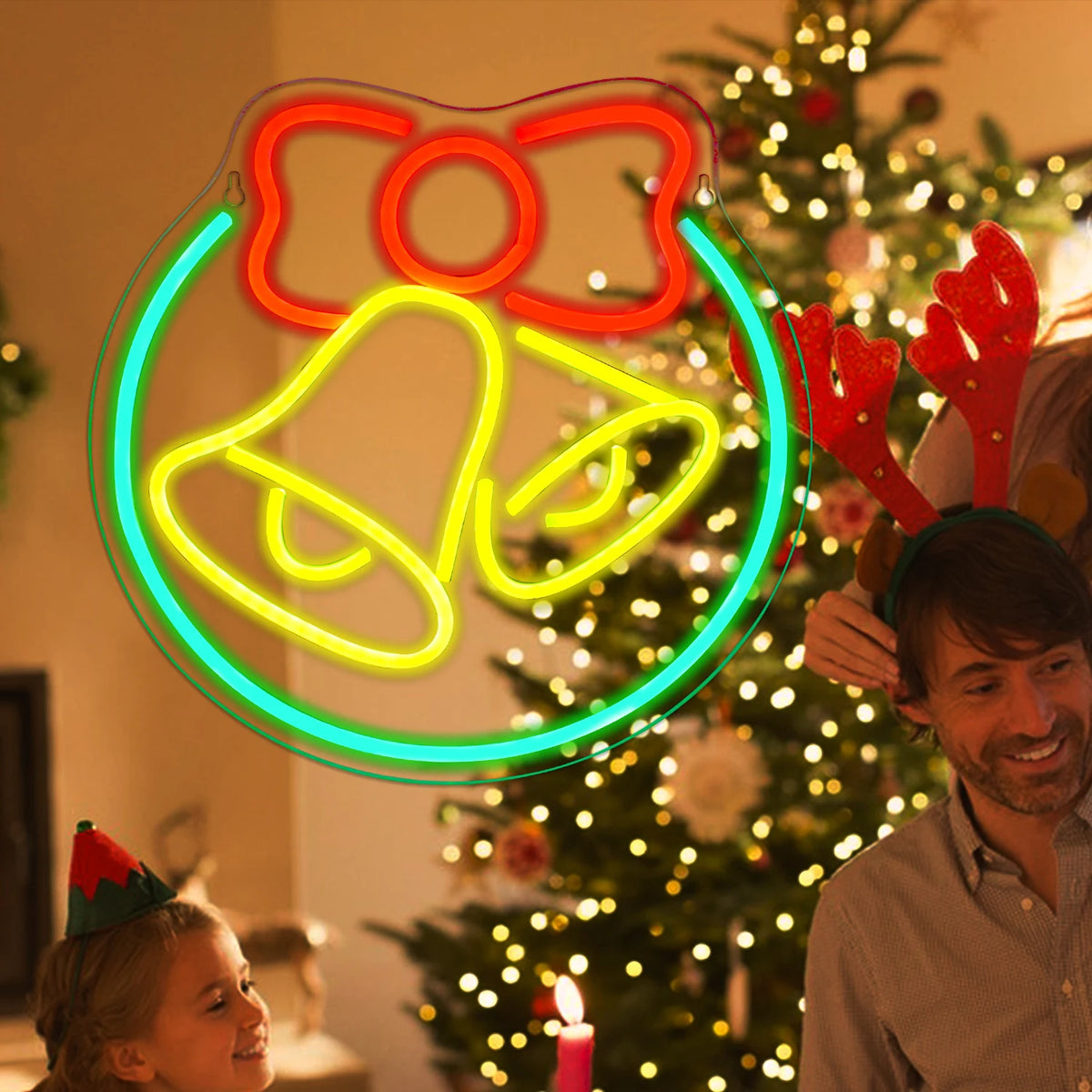 Julklocka – LED-neonskylt (5 V USB)