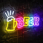 BEER – Ölsejdel och strålar – LED-ljusskylt (5 V USB)