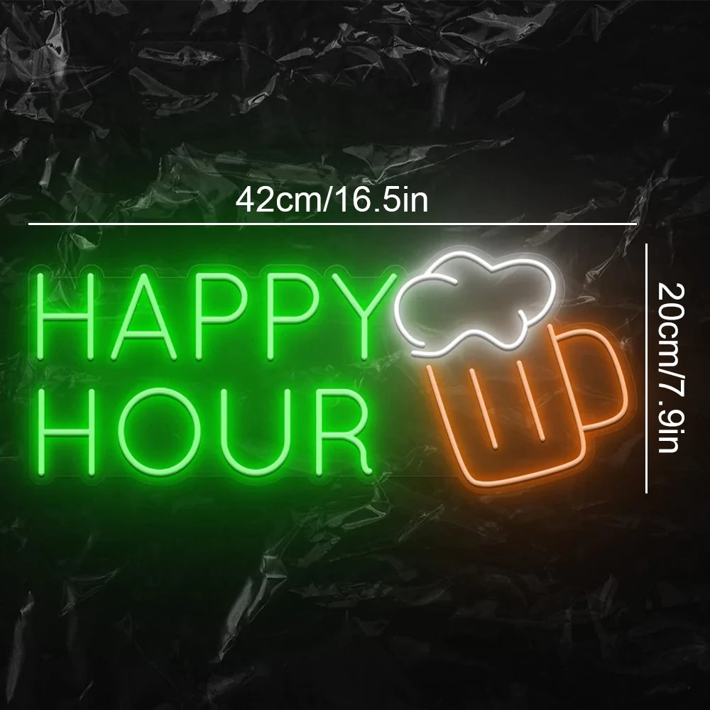 HAPPY HOUR – Ölsejdel – LED-ljusskylt (5 V USB)