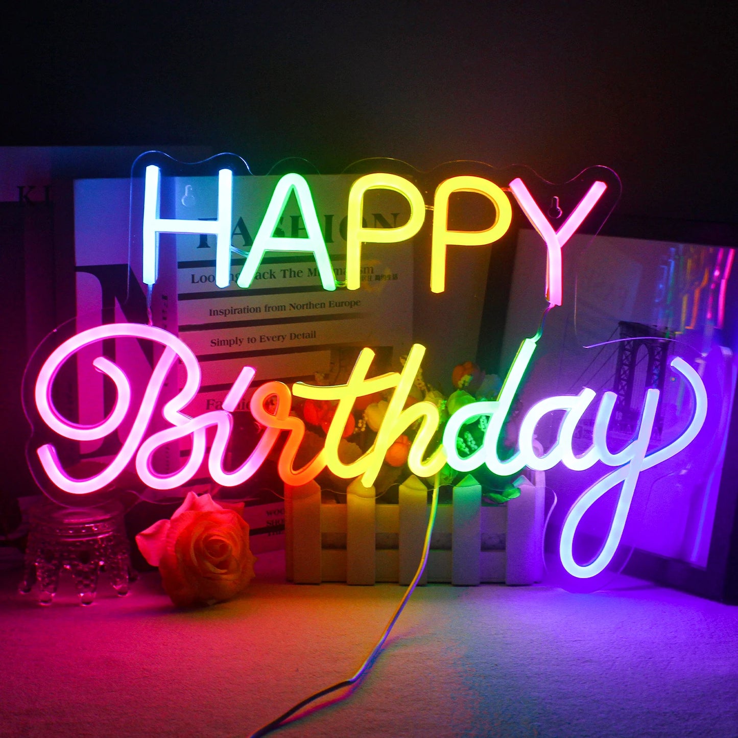 LED Happy Birthday Färg 5V USB LED Ljusskylt - Prisvärd
