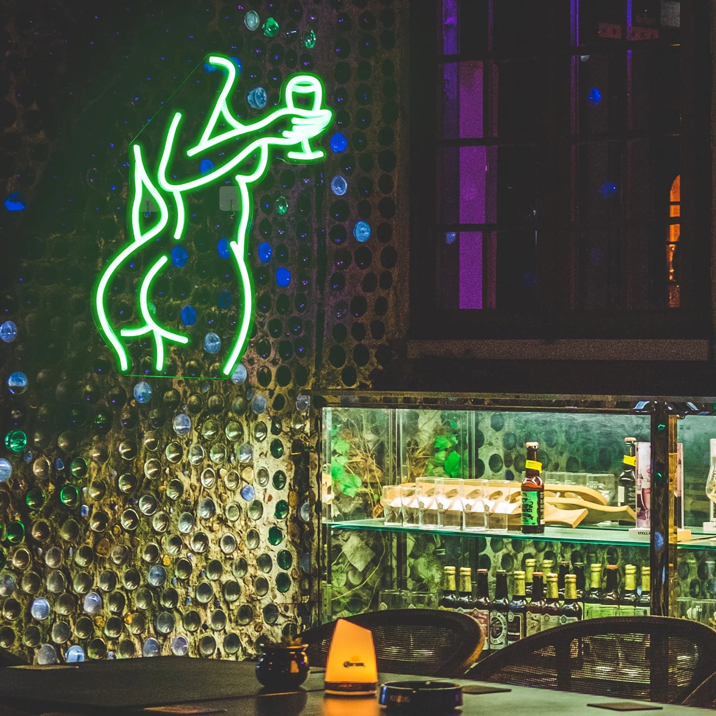 Kvinnlig Vinglas 5V USB LED Neonskylt - Budgetvänlig
