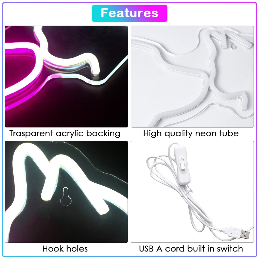 Hund och katt – LED-neonskylt (5 V USB)