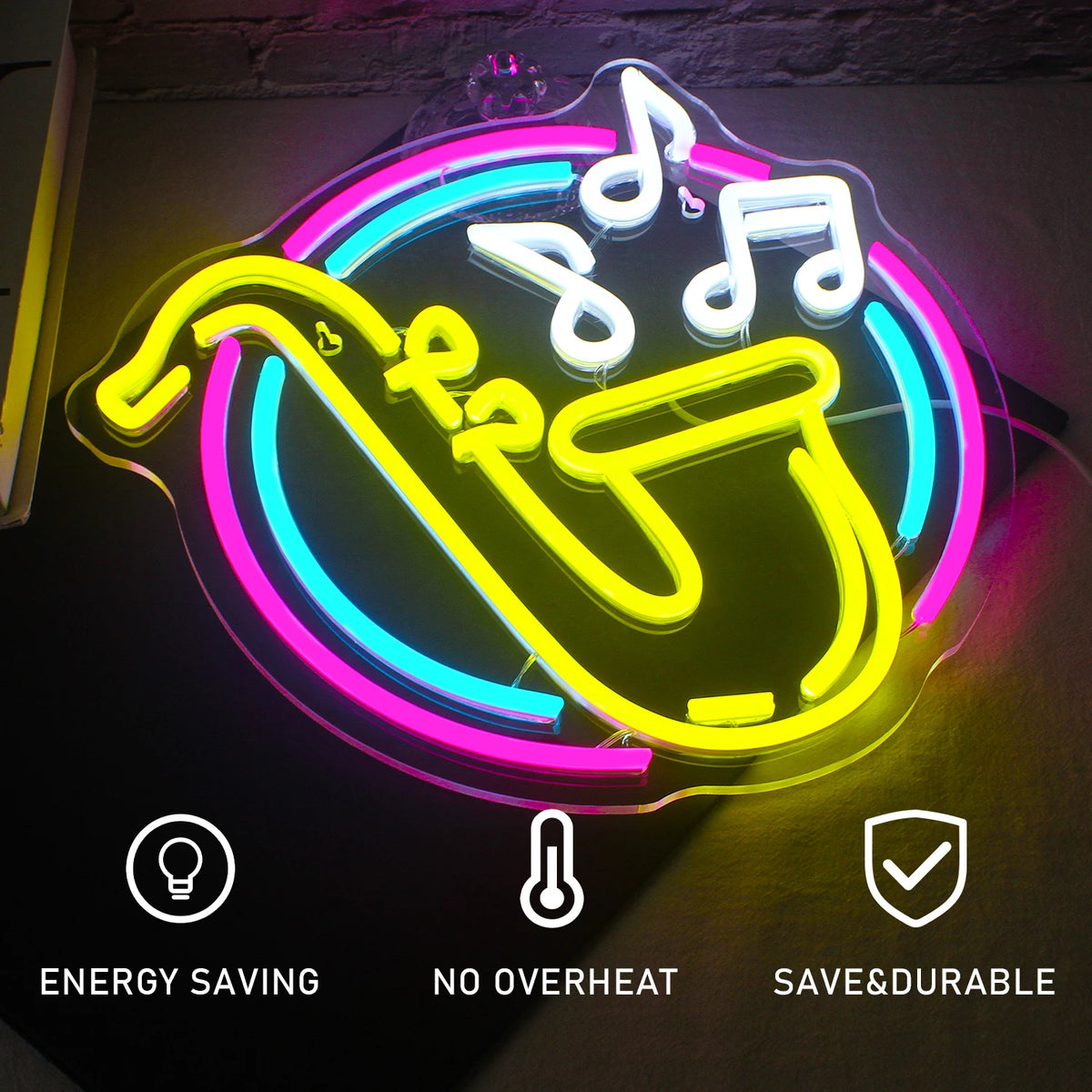 Saxofon – LED-neonskylt (5 V USB)