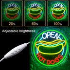 OPEN HOT DOGS – Varmkorv – LED-ljusskylt (5 V USB)