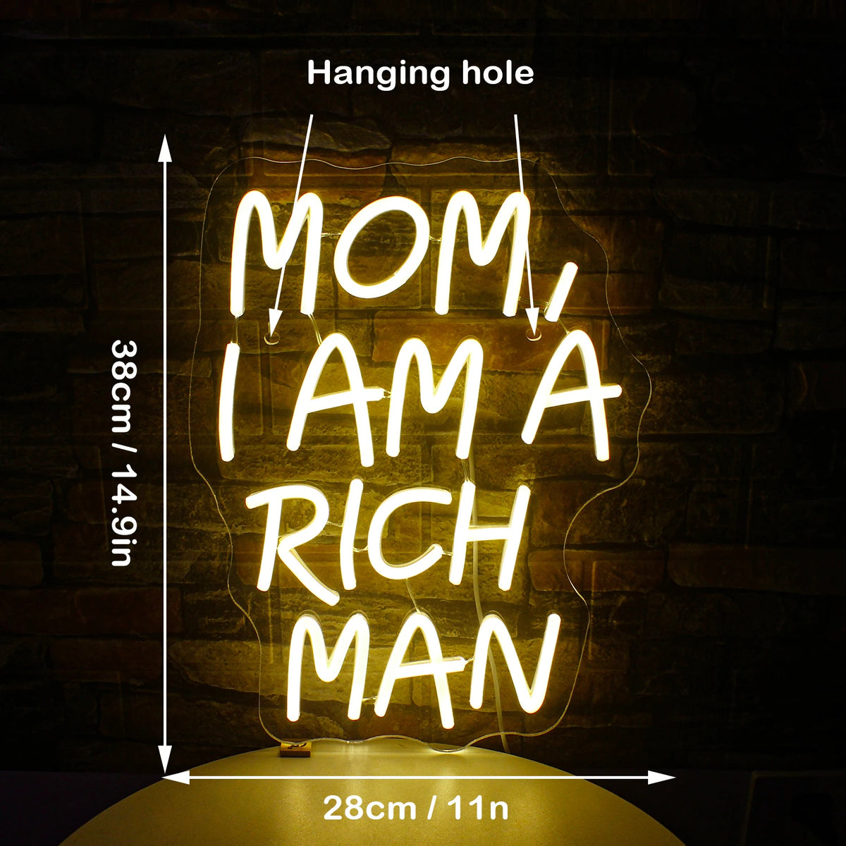 Mom I Am A Rich Man – LED-neonskylt (5 V USB)