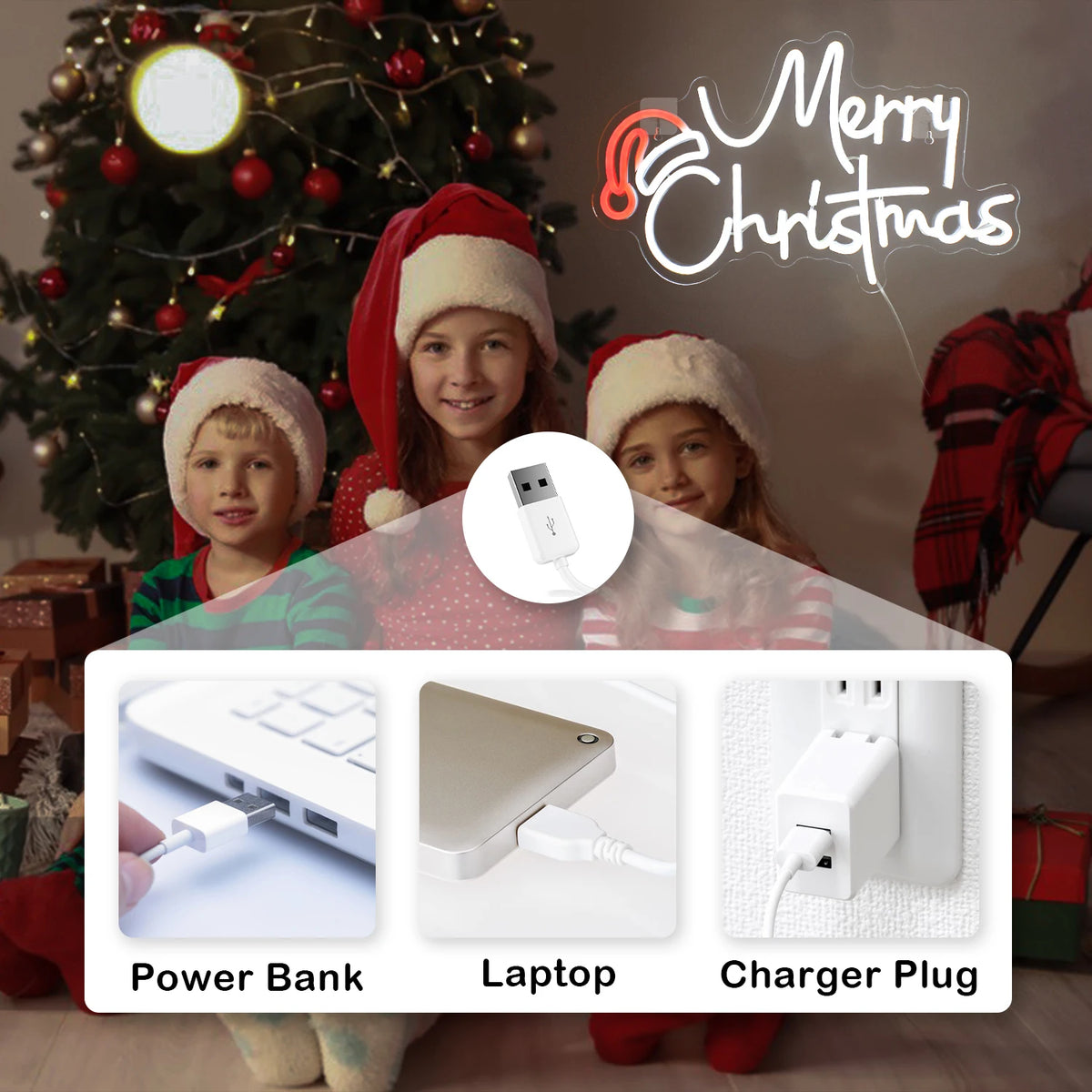LED God Jul 5V USB LED Ljusskylt - Prisvänlig