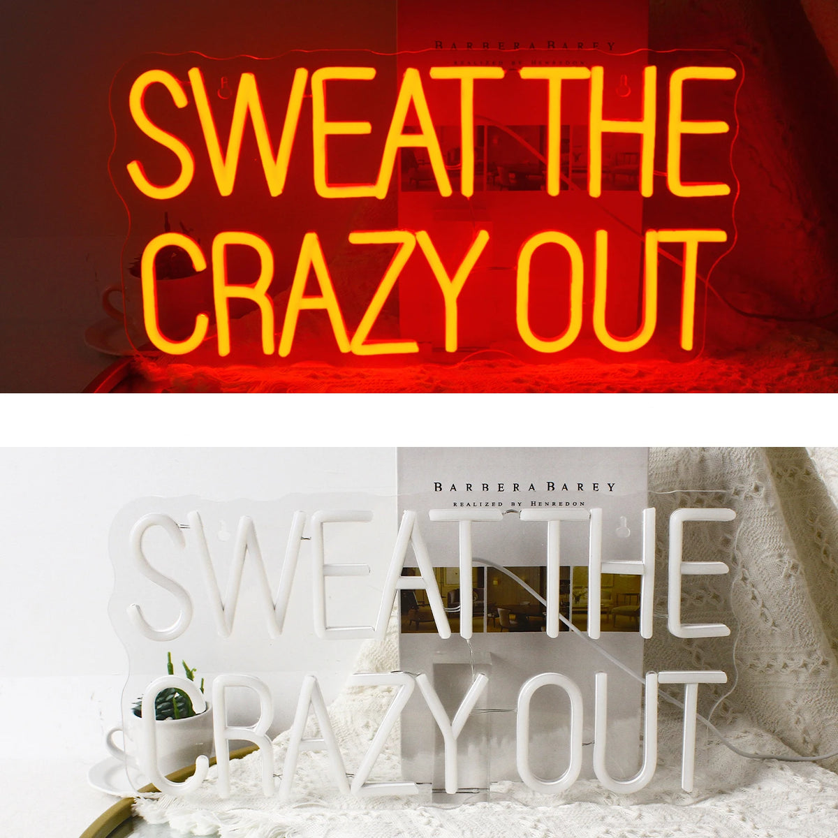 Sweat The Crazy Out – LED-neonskylt (5 V USB)