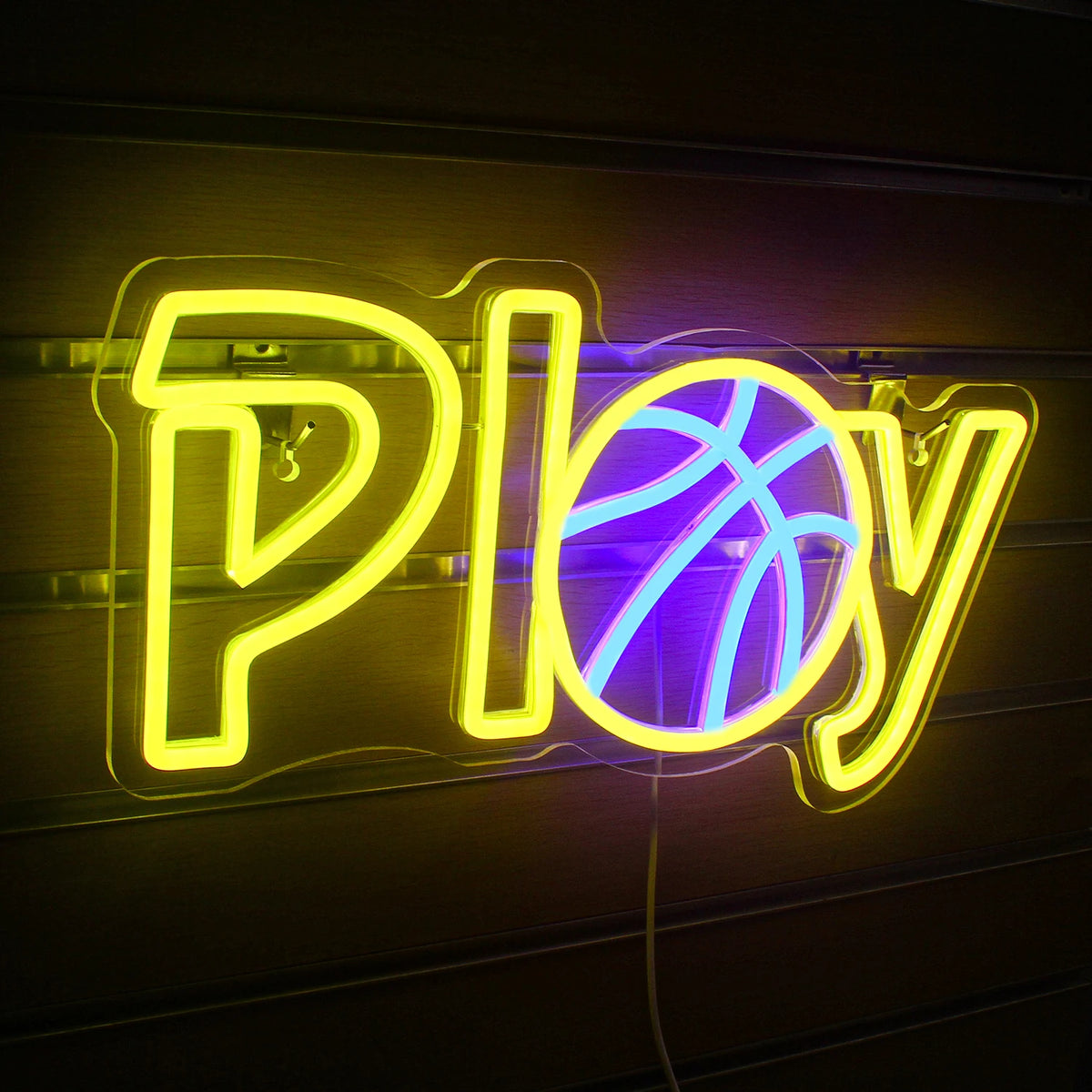 Play – Basketboll som ersätter A – LED-neonskylt (5 V USB)