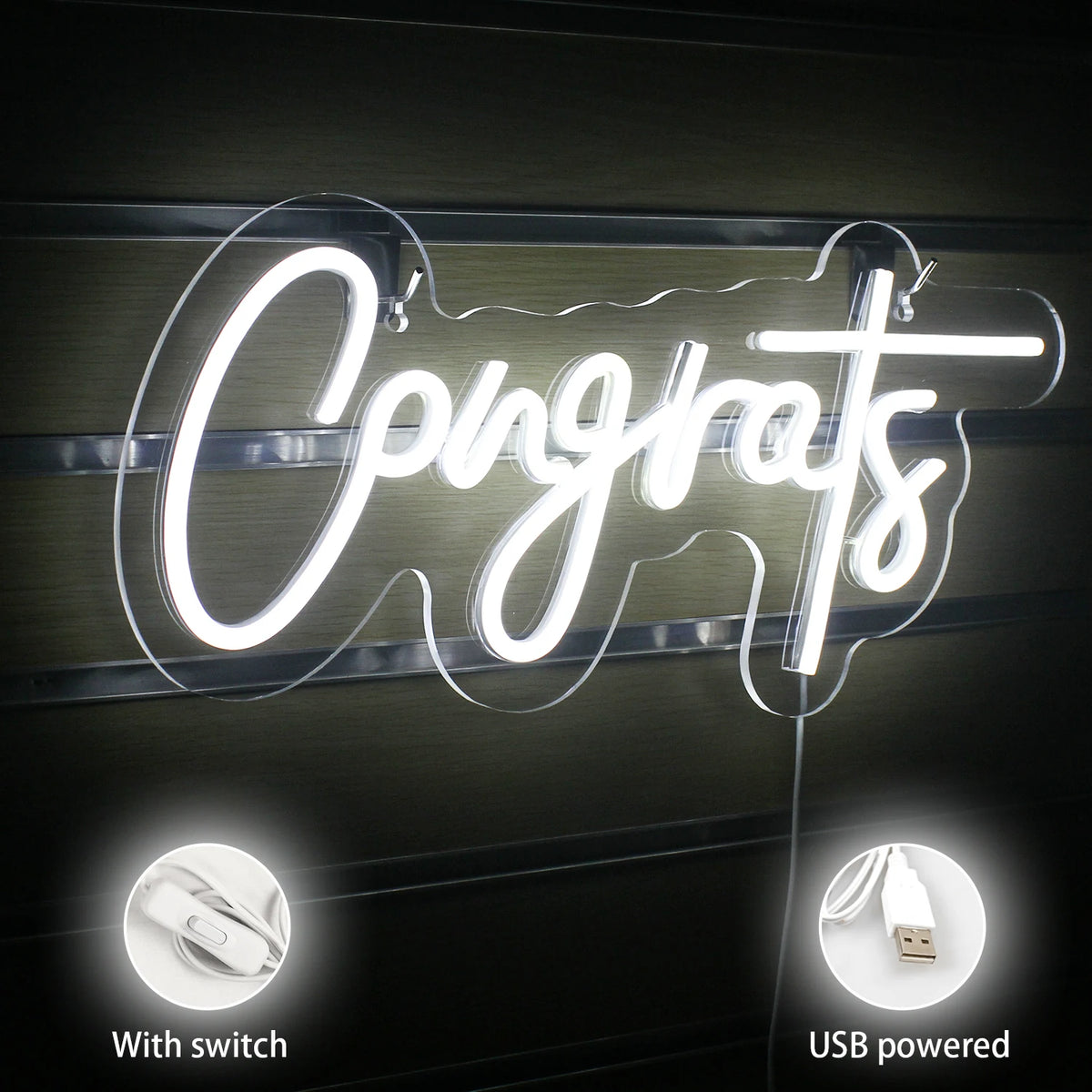 Congrats – LED-neonskylt (5 V USB)