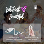 But First Beautiful – Hjärta – LED-ljusskylt (5 V USB)