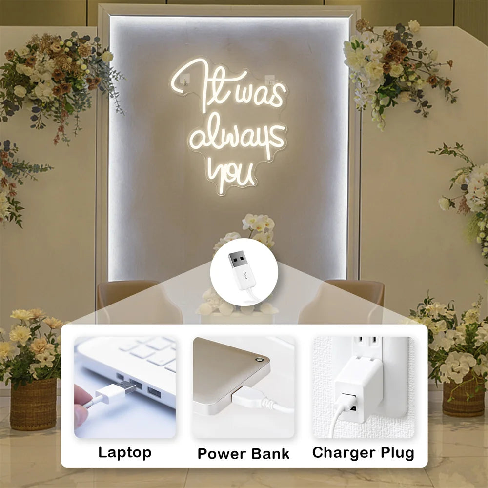 It was always you – LED-neonskylt (5 V USB)