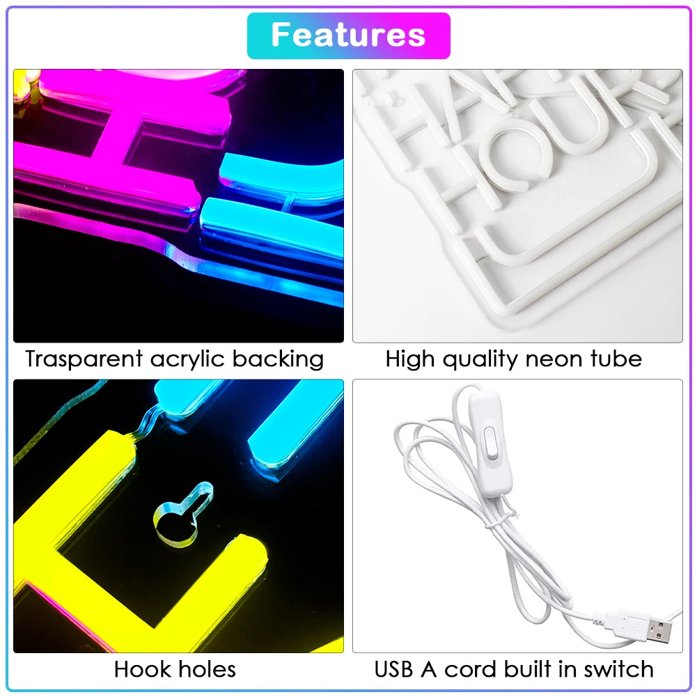 HAPPY HOUR – Ölsejdel – LED-ljusskylt (5 V USB)