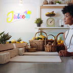 Juice – Juiceglas och citrusskiva – LED-ljusskylt (5 V USB)