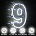 Födelsedagssiffror 0–9 – LED-neonskylt (5 V USB)