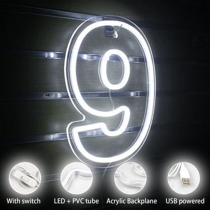 Födelsedag 0-9 Digital Siffra 5V USB LED Ljusskylt - Prisvänlig