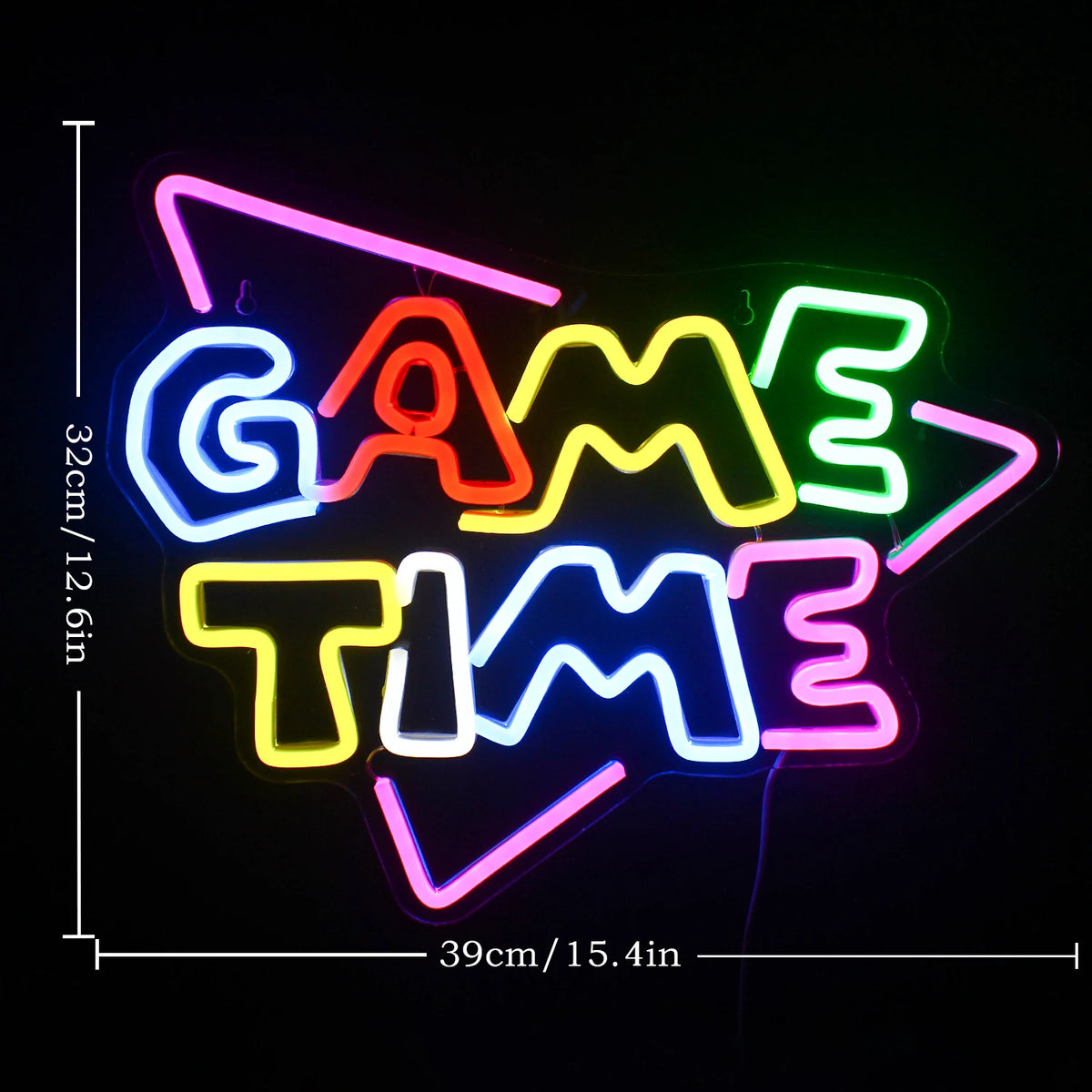 GAME TIME – Triangel – LED-neonskylt (5 V USB)