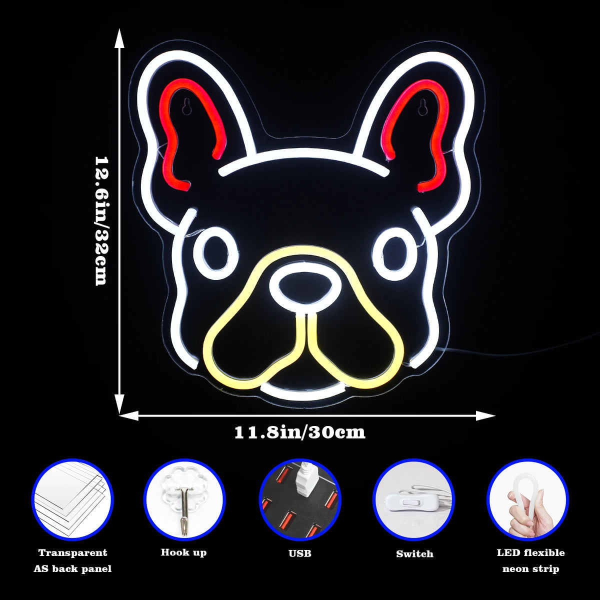 Söt hund – LED-neonskylt (5 V USB)