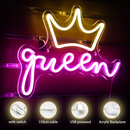 Queen 5V USB LED Ljusskylt - Budgetvänlig