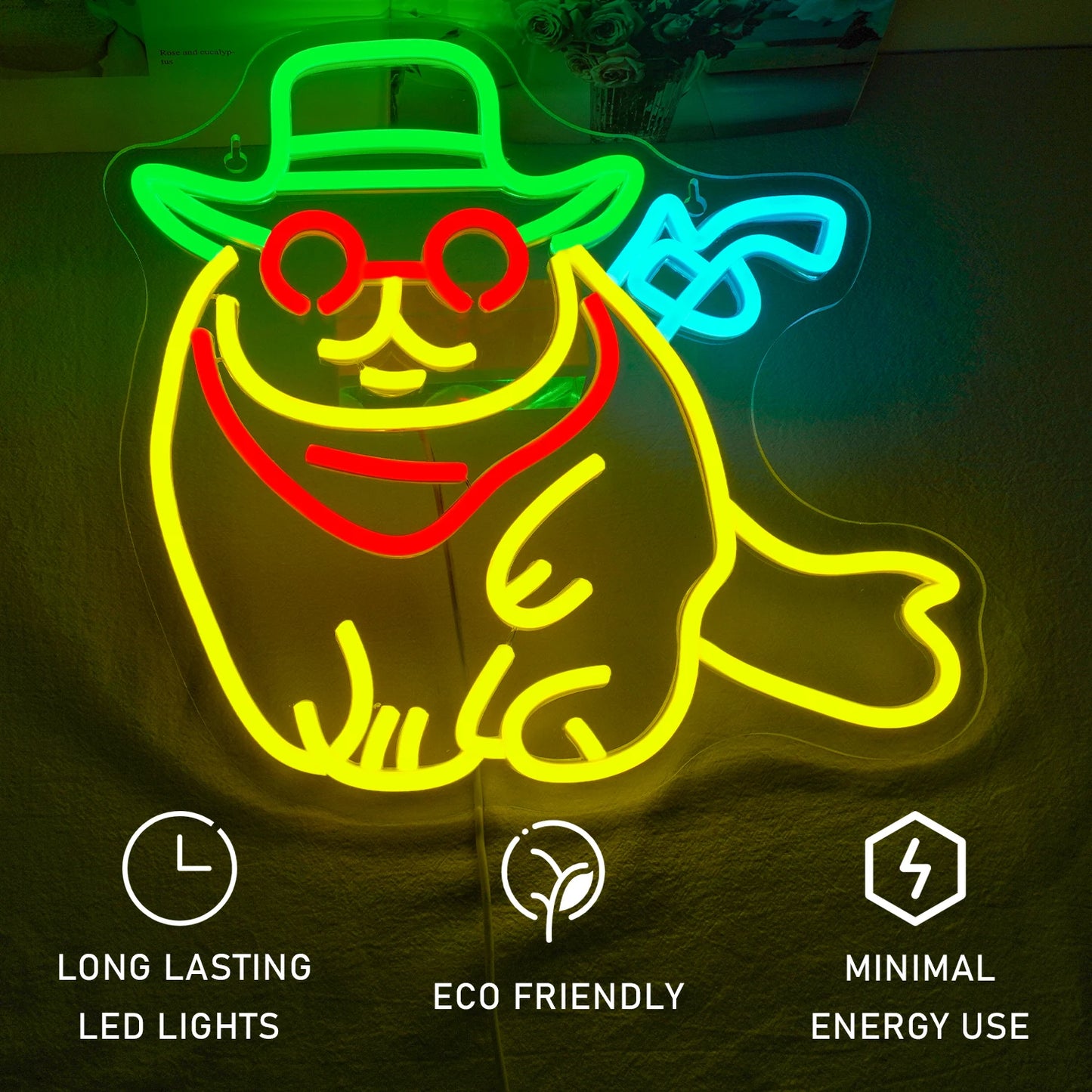 Cowboy Cat 5V USB LED Neon Sign - Budget Friendly