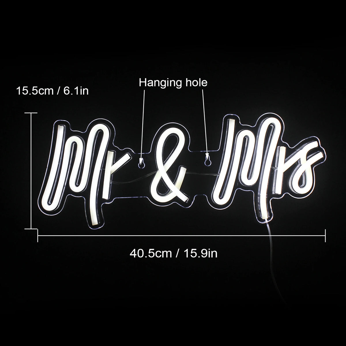 Mr & Mrs – LED-neonskylt (5 V USB)