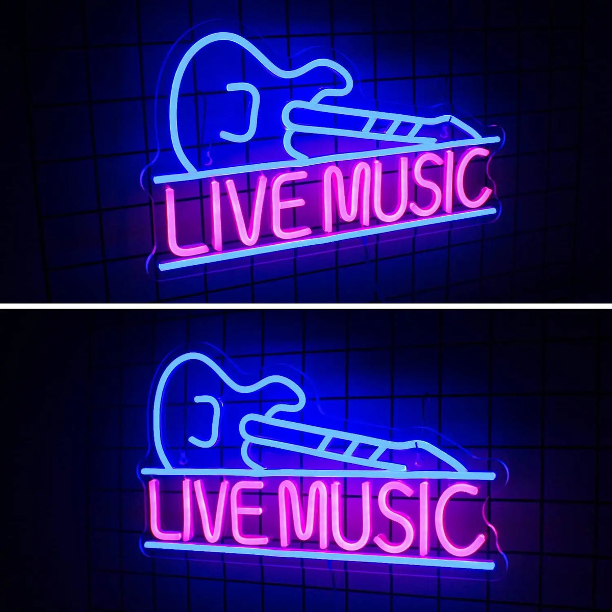 LIVE MUSIC – Gitarr – LED-neonskylt (5 V USB)