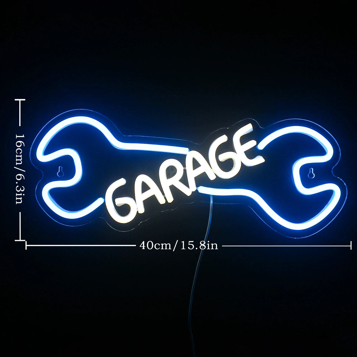 GARAGE – Skiftnyckel – LED-neonskylt (5 V USB)