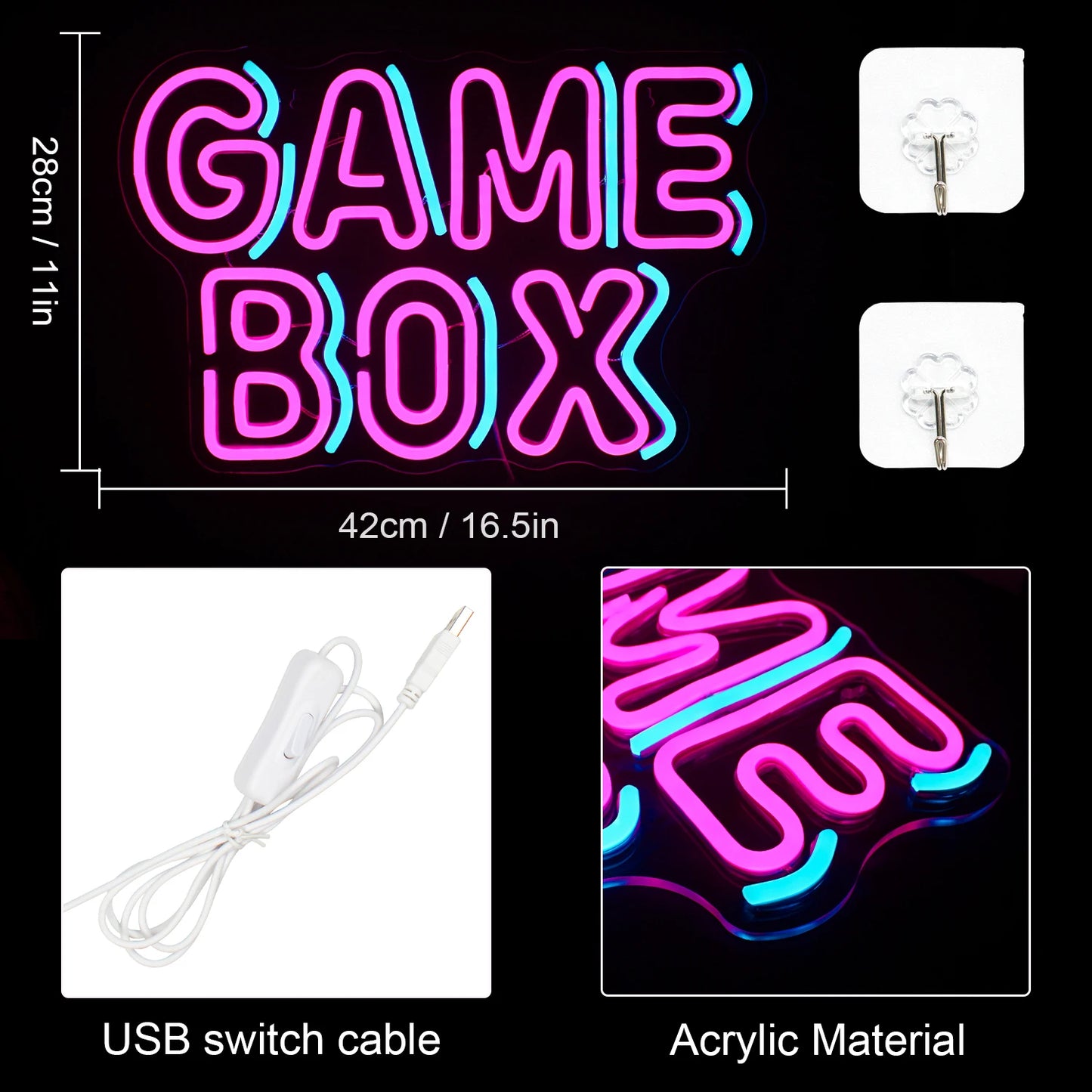 Game Box 5V USB LED Ljusskylt - Prisvänlig