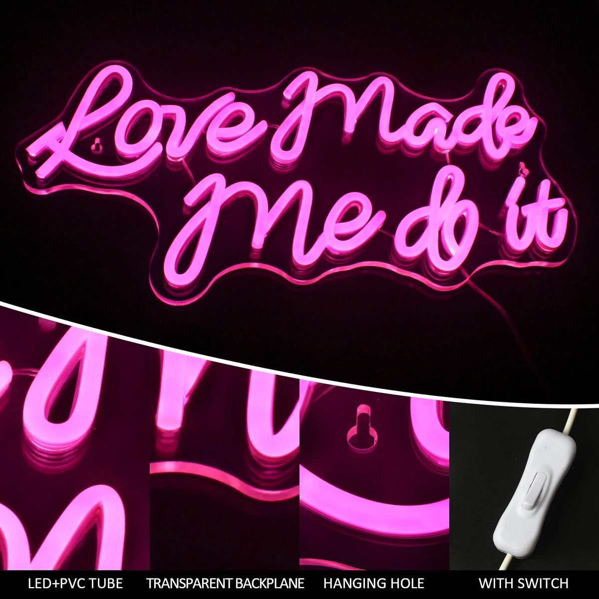 Love Made Me Do It – LED-neonskylt (5 V USB)