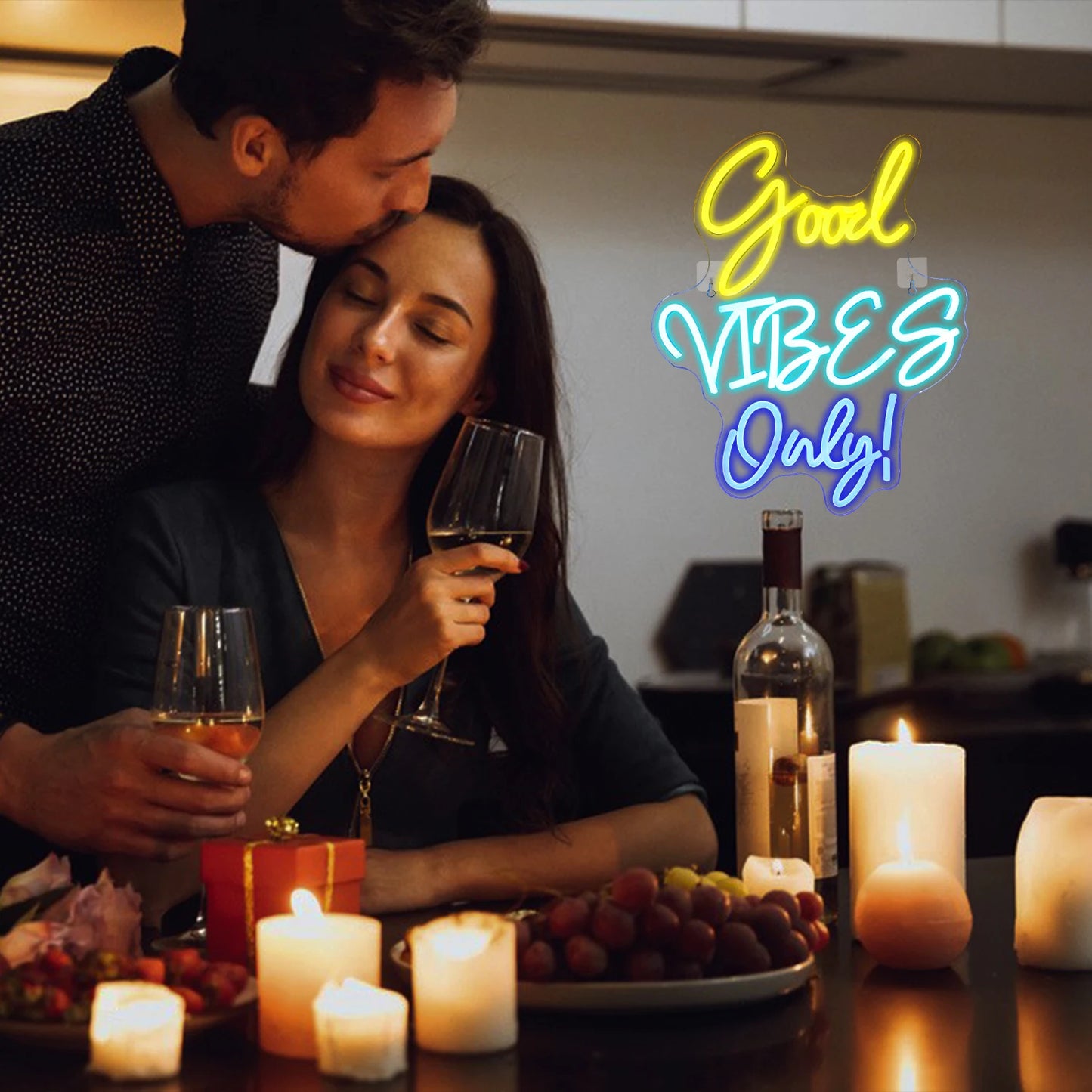 Good Vibes Only 5V USB LED Neonskylt - Prisvänlig