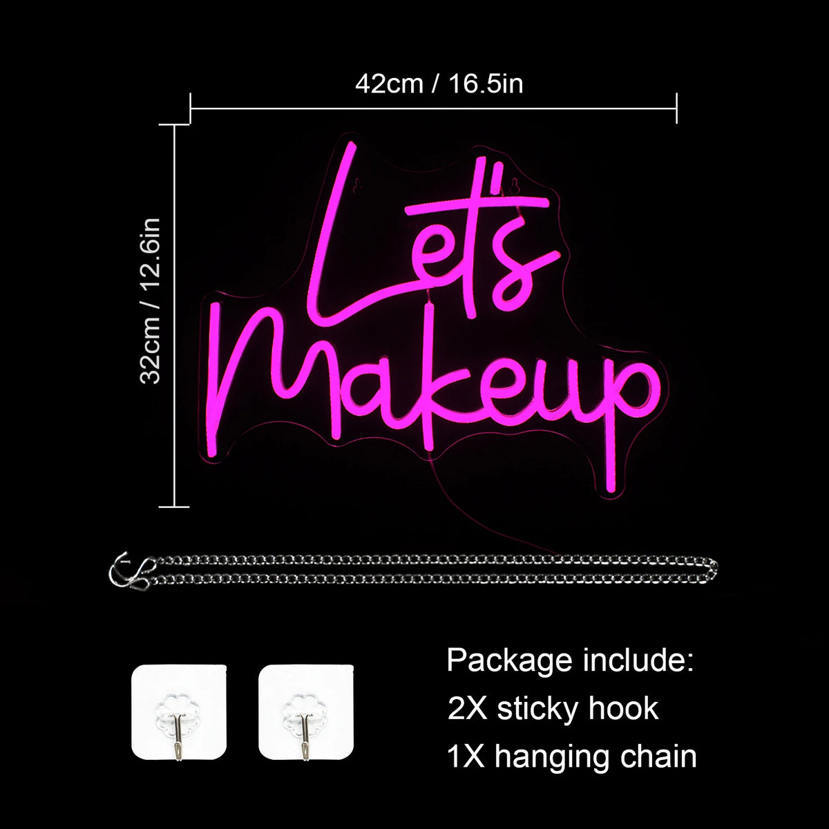 Let's Makeup – LED-ljusskylt (5 V USB)