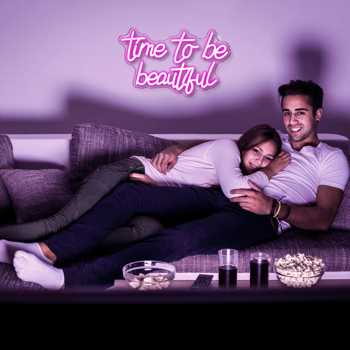 Time to be beautiful – LED-ljusskylt (5 V USB)