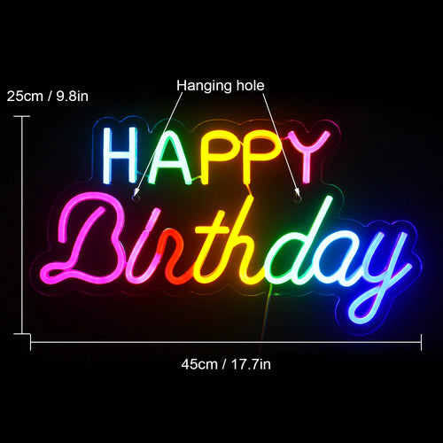 Happy Birthday – LED-neonskylt (5 V USB)