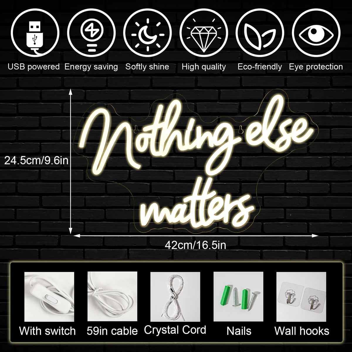 Nothing Else Matters – LED-neonskylt (5 V USB)