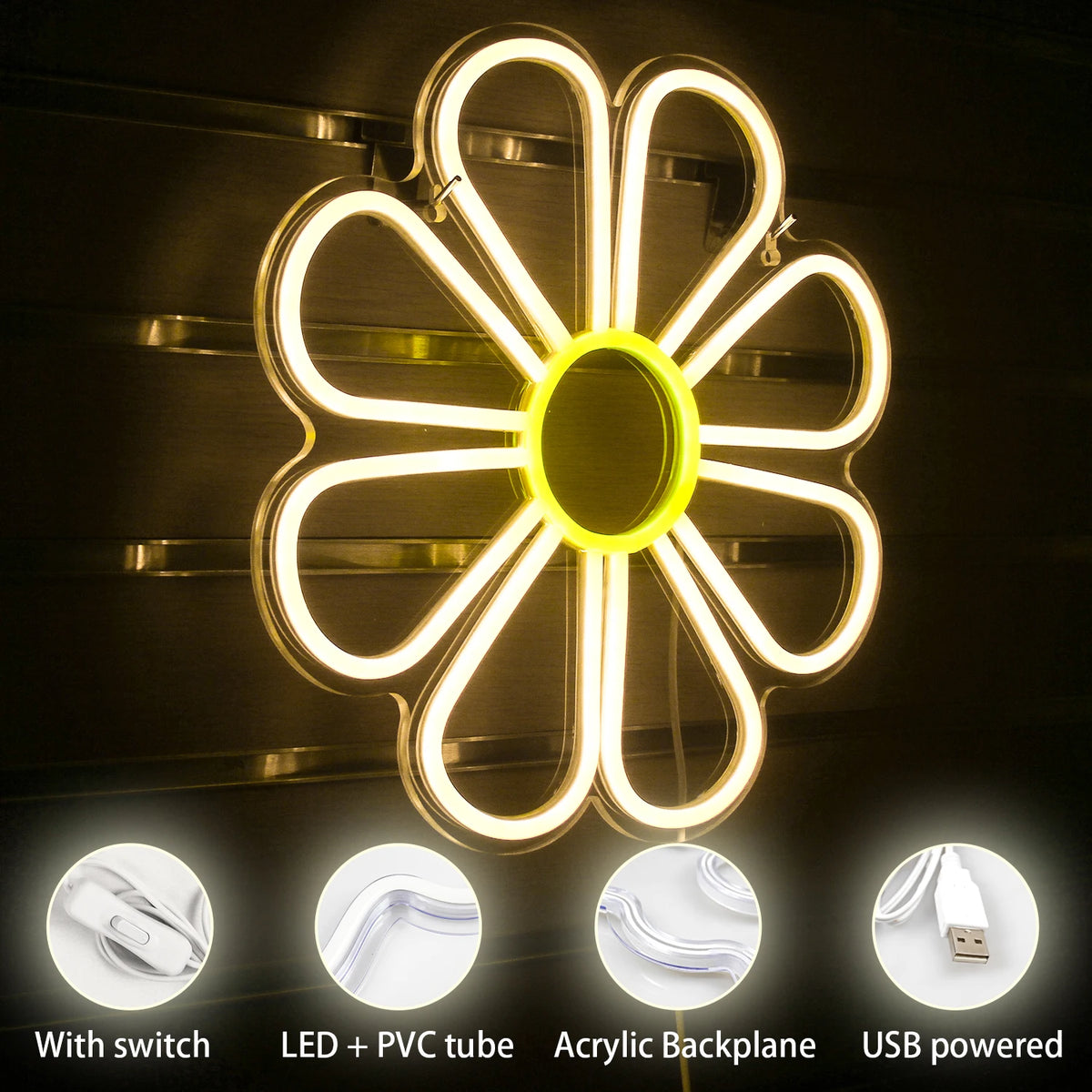 Blomma 5V Mini USB LED Neonskylt - Budgetvänlig
