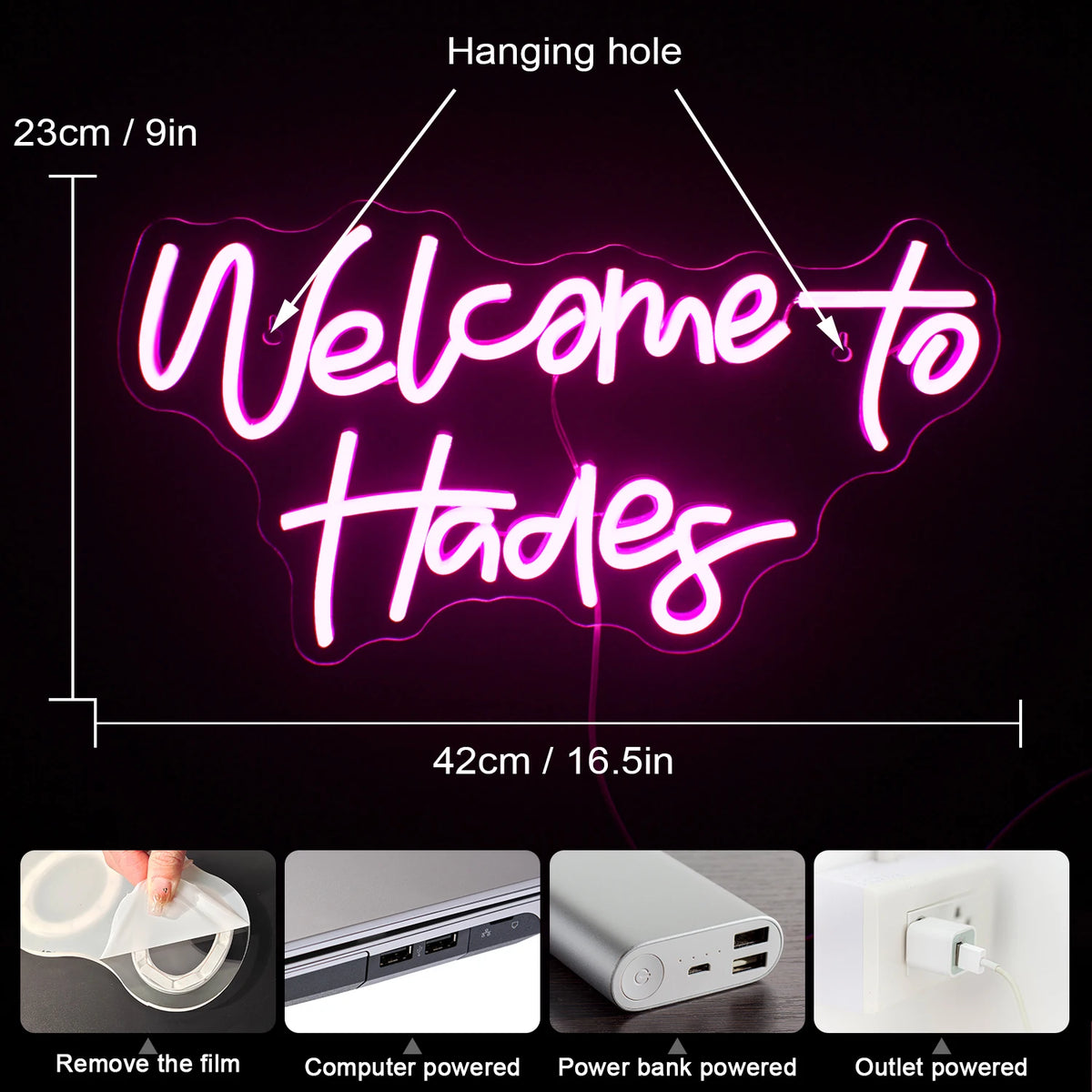 Welcome to Hades – LED-neonskylt (5 V USB)