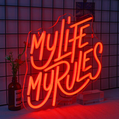 My Life My Rules 5V USB LED Ljusskylt - Prisvärd