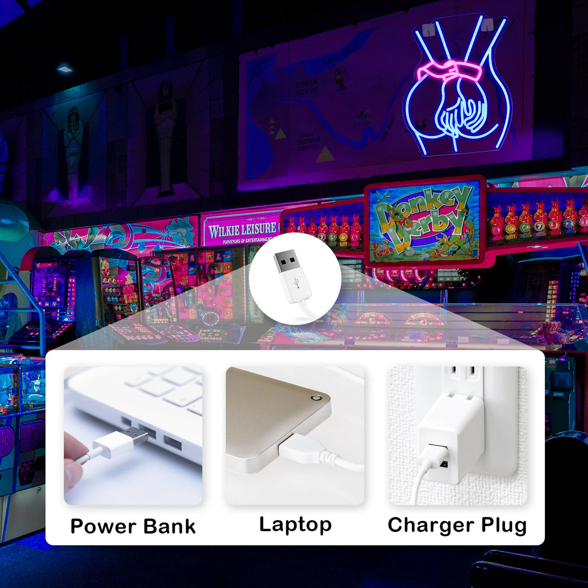 Kontur av kvinnokropp – LED-neonskylt (5 V USB)