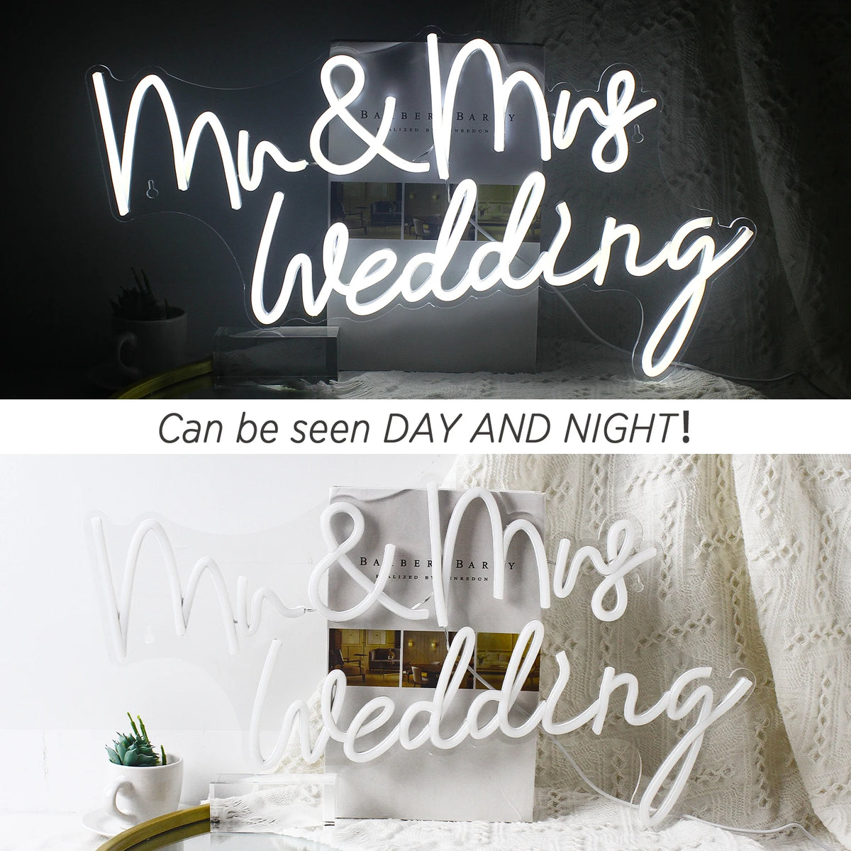 Mr&Mrs Wedding – LED-neonskylt (5 V USB)