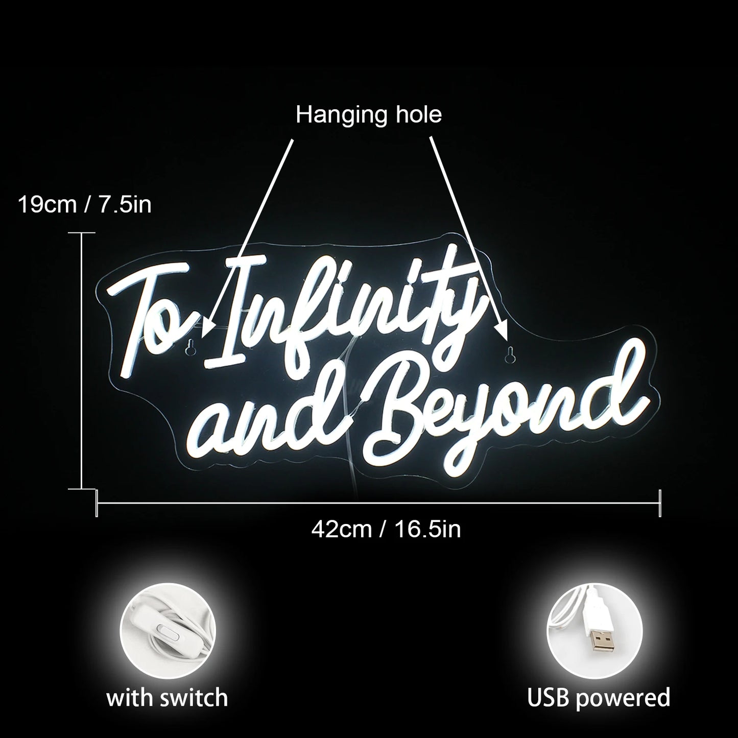 Till Oändligheten och Vidare 5V USB LED Neonskylt - Prisvärd